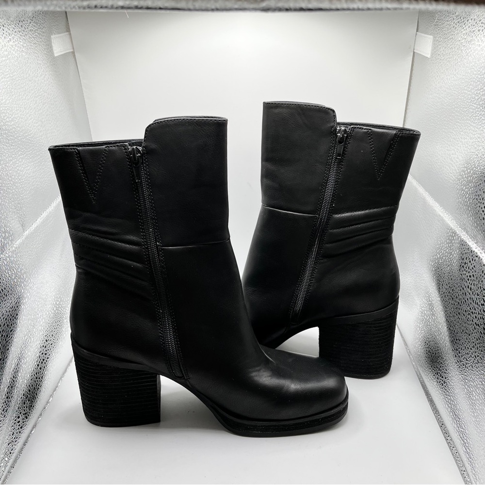Korks Kork Ease Moergan Black Vegan Side Zip Boots Size 9.5M platform block - Picture 7 of 10